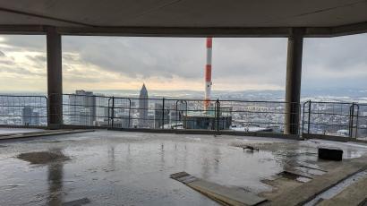 inside skyscraper construction site "Four Frankfurt"